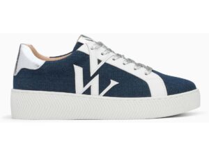 Vanessa Wu Baskets monogramme à lacets Gaïa Bleu