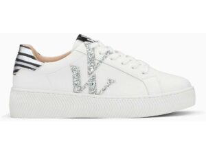 Vanessa Wu Baskets monogramme à lacets Lou Argenté