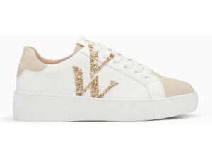 Vanessa Wu Baskets monogramme à lacets Lou Doré