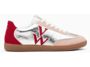 Vanessa Wu Baskets monogramme à semelle rétro Charlize Argenté