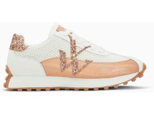 Vanessa Wu Baskets monogramme à semelle running Mona Rose