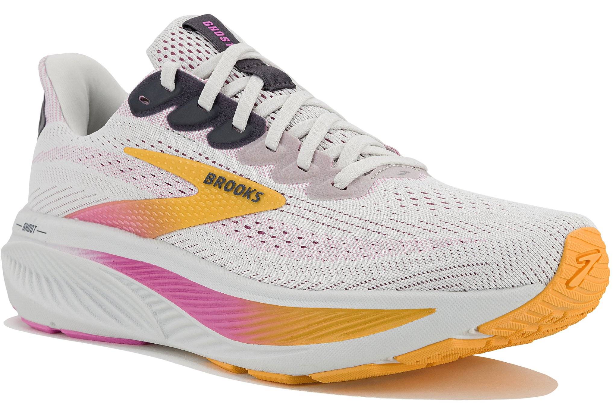 Brooks Ghost 17 Femme Blanc Orange chaussure Brooks Ghost 17 femme - 120431-1B-070