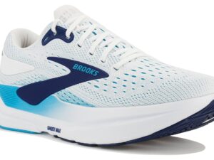 Brooks Ghost Max 3 homme Blanc Bleu - vue profil latéral running maximaliste