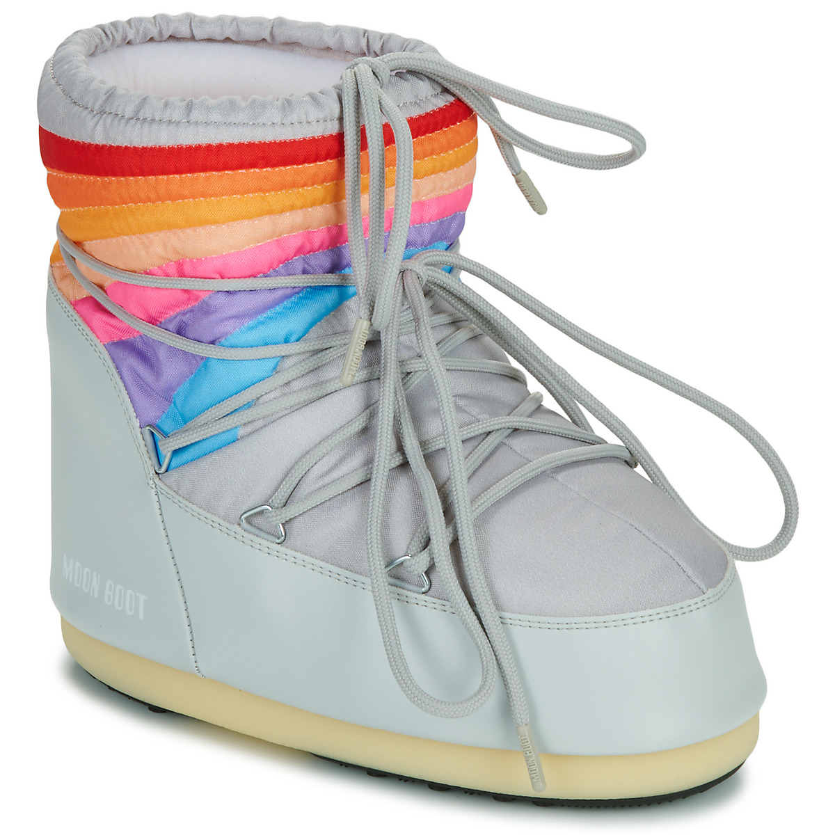 Moon Boot MB ICON LOW RAINBOW Gris / Multicolore chaussure Moon Boot MB ICON LOW RAINBOW Gris / Multicolore