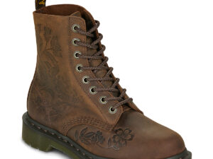 Dr. Martens 1460 PASCAL EMBOSS FLORAL DARK BROWN CRAZY HORSE Marron