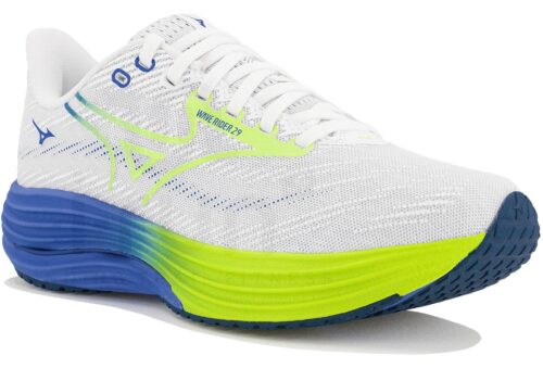 Mizuno Wave Rider 29 Femme Blanc Bleu Jaune