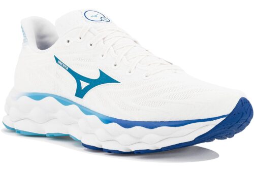 Mizuno Wave Sky 8 Femme Blanc Bleu