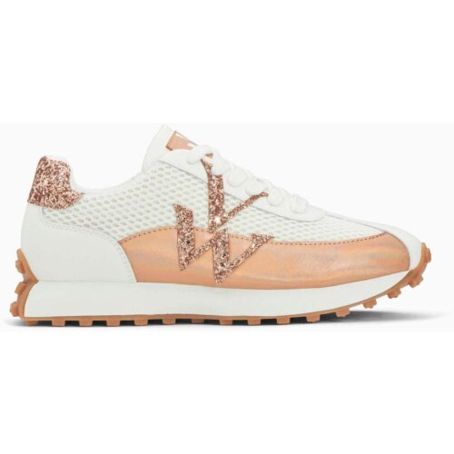 Vanessa Wu Baskets monogramme à semelle running Mona Rose